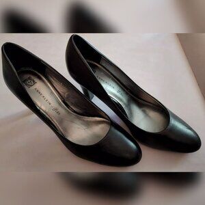 ANNE KLEIN Iflex Leather Black Pumps Size 10 M High Heels